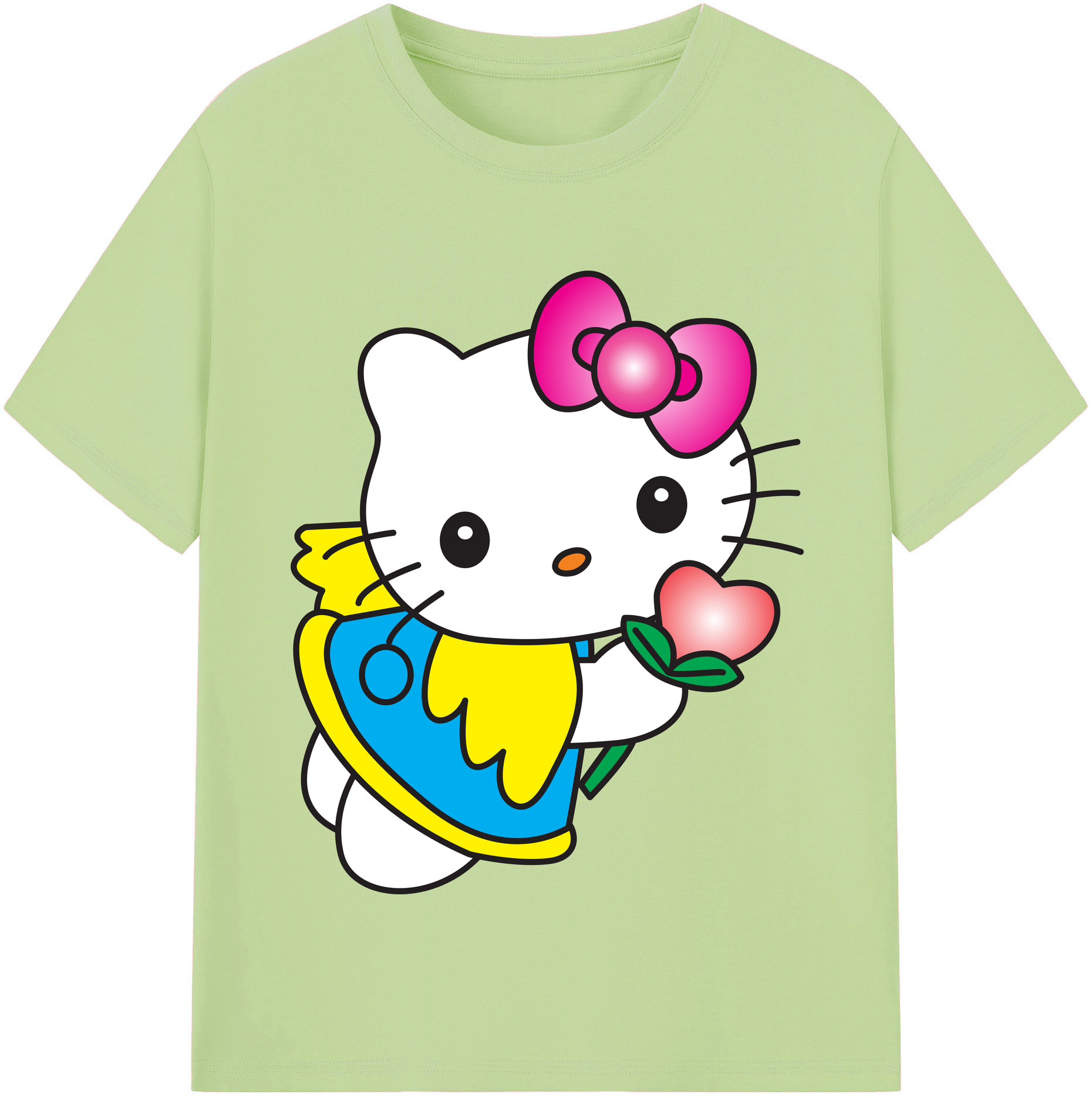 （画像用） Hello Kitty ハローキティ 綿100％半袖Tシャツ（フロントプリント）